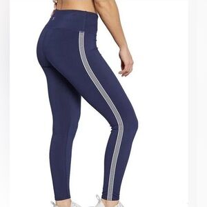 SPLENDID navy blue active leggings with white racing stripe